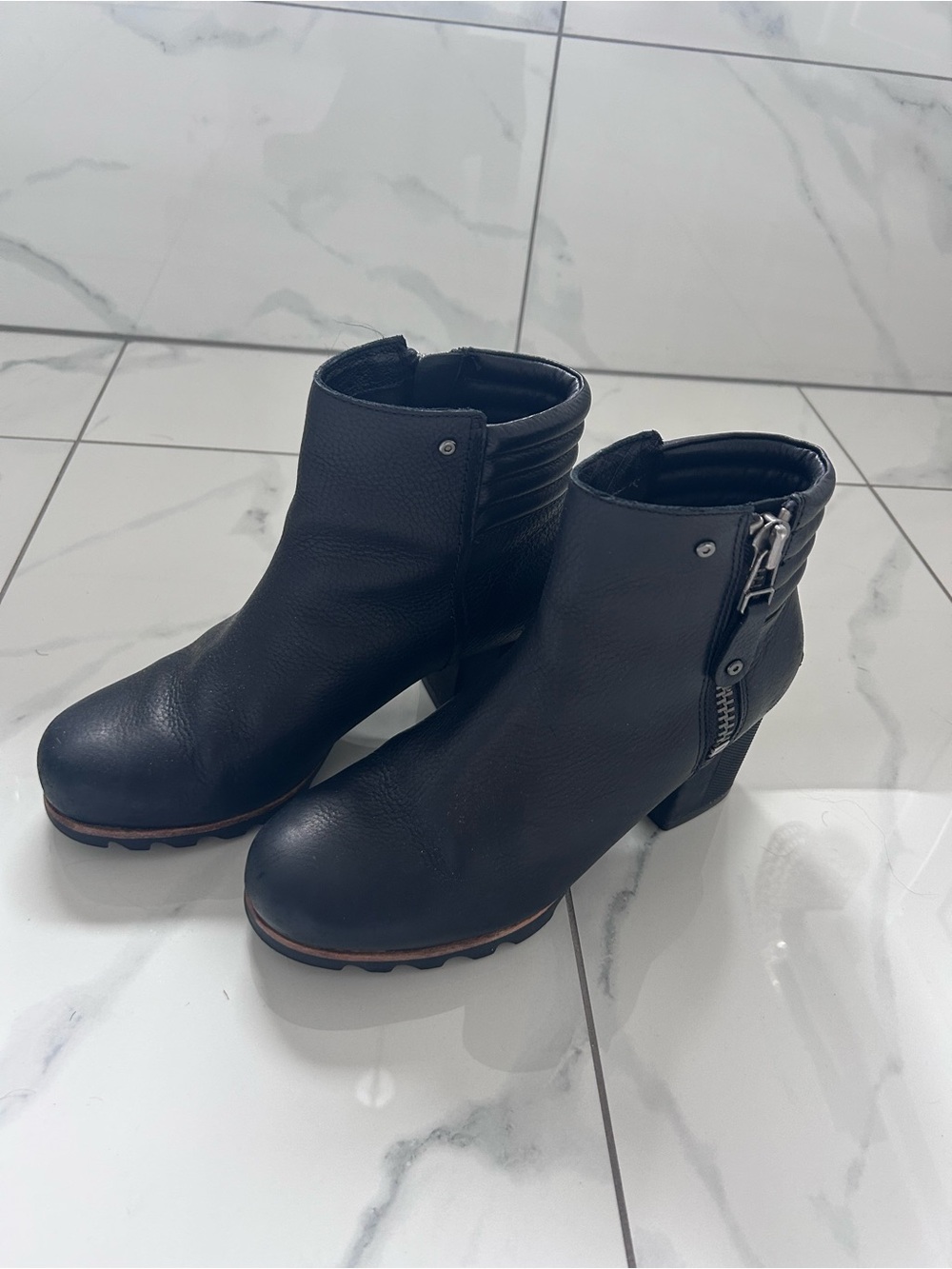 Sorel waterproof leather heel bootie